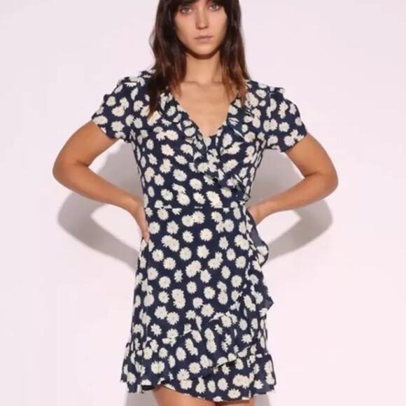 Réalisation Par The Valentina Blue Daisy Mini Wrap Dress XS - Picture 2 of 9